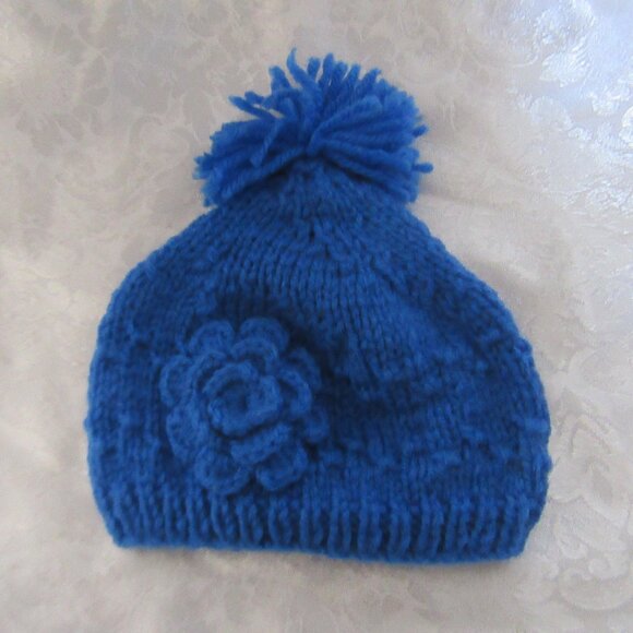 Baby Hand Made Crochet Hat with Flower - Picture 1 of 3